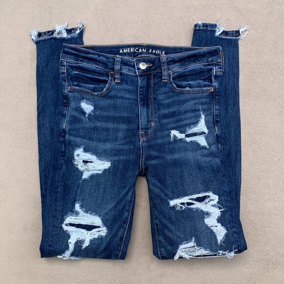 American Eagle Outfitters Next Level Stretch Distressed Super Hi-Rise Jeggings - Picture 4 of 15